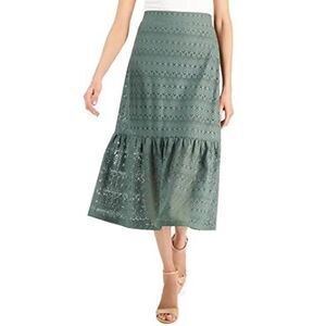 JM Collection New Womens Size XL Green Eyelet Pull-On Boho Chic Midi Skirt